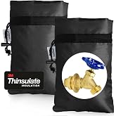Enlarge Outdoor Faucet Cover for Winter Freeze Protection, 3M Thinsulate, 10&rdquo;H x 6.3&rdquo;W Hose Bib Covers for Wall Taps Outside, Waterproof &amp; Frost Free Insulated Spigot Cover, 2 Pcs Faucet Socks - Black