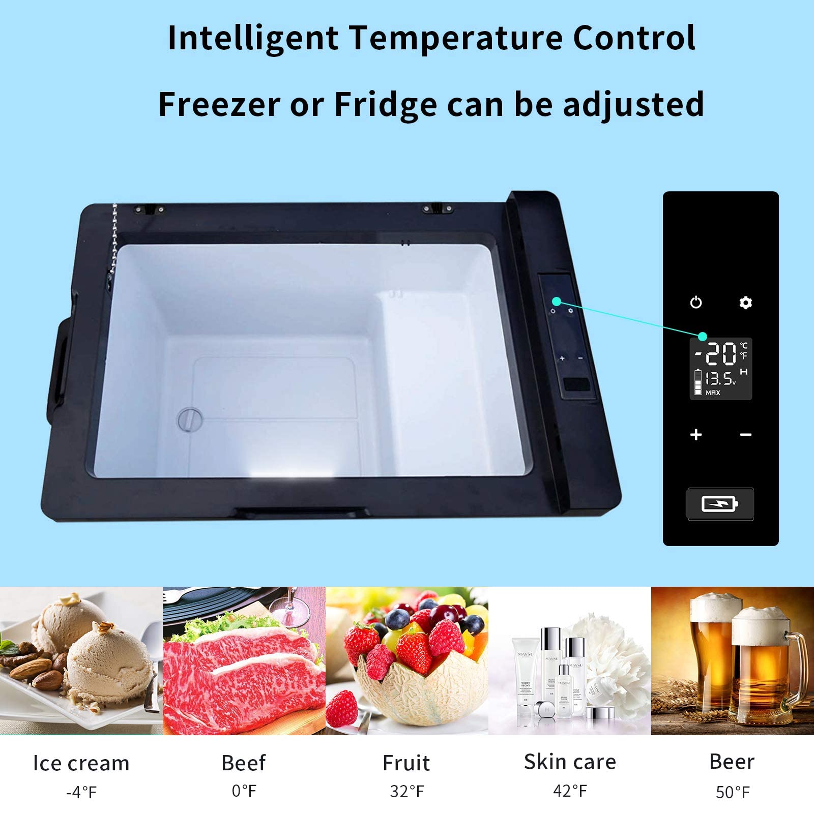 Alpicool C50 Portable Refrigerator 47 Quart(44.4Liter) 12 Volt Car Freezer for Vehicle, Truck, RV, Boat, Mini Fridge Freezer for Travel, Outdoor, Home -12/24V DC and 110-240V AC (Black and Silver)