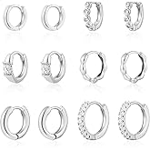 Wgoud Small Gold Hoop Earrings Set for Women, 6 Pairs 14K Gold Plated Hypoallergenic Lightweight Huggie Hoops Earrings, Trendy Cartilage Cubic Zirconia Earrings for Women Gifts.