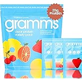 GRAMMS Clear Protein Powder Packets 20G Protein Sample Packets Variety Flavors for Women & Men | Lactose Free, Grass-Fed Whey Isolate, Gluten Free, Zero Sugar, Gut Friendly, Non-Bloating(9 Pack)
