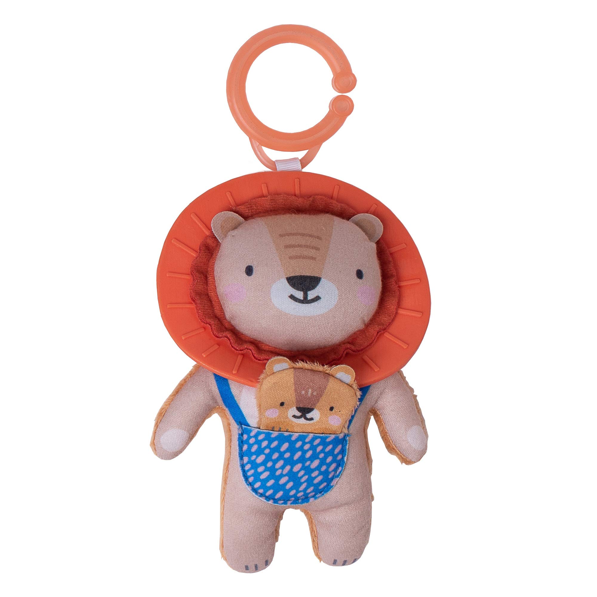 Taf Toys Harry The Lion Plush Baby Sensory Toy. Soft Rattling with Flexible Mane Teether and Crinkling Texture Cub. Attach to Cot or Pram. 0 month +