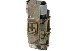WYNEX MOLLE Tourniquet Holder, IFAK TQ Holder Tactical TQ Pouch Holster First Aid Kit, Cross Patch/Bungee Cord