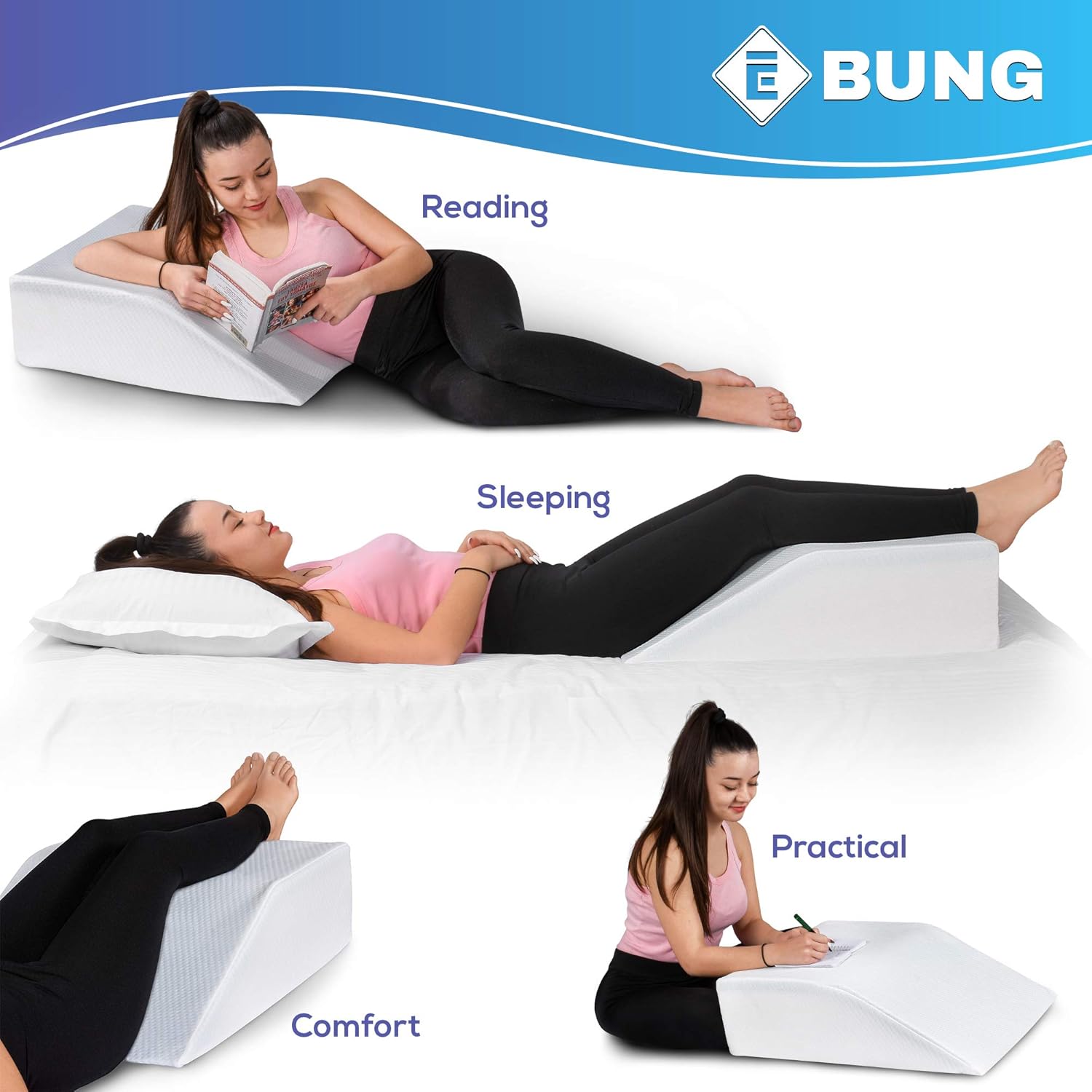 Leg Elevation Pillow with Cooling Gel - Memory Foam Leg Rest - Elevating Foam Wedge- Relieves Leg Pain, Hip and Knee Pain, Improves Blood Circulation, Reduces Swelling - Breathable, Washable Cover: Home & Kitchen