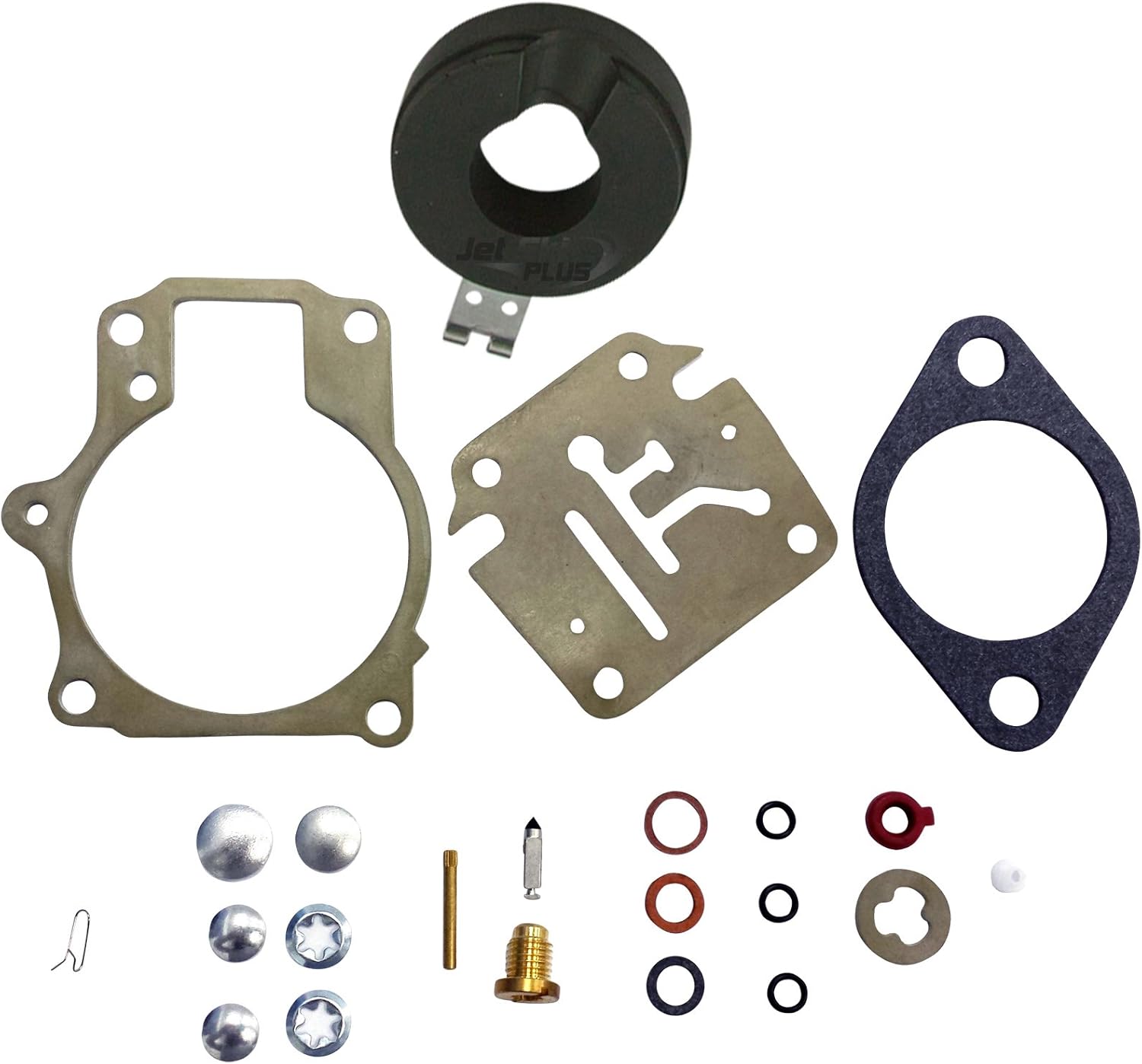 Deluxe Venom Brand Carburetor Carb Rebuild Repair Kit w FLOAT Fits/Compatible With Johnson Evinrude MANY 18 20 25 28 30 35 40 45 48 50 55 60 65 70 75 HP Outboard Motors (SEE CHART For Fitment)