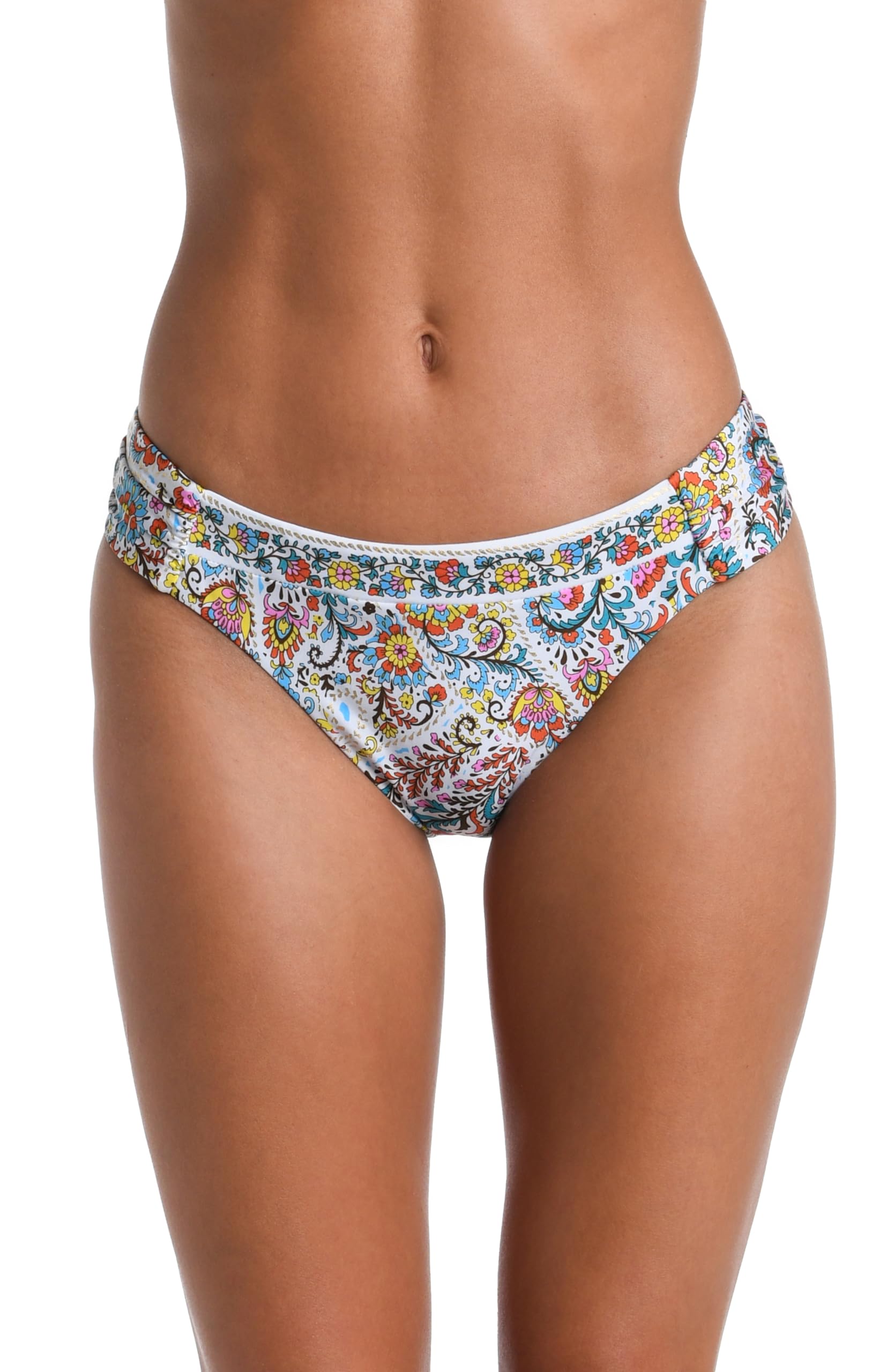 Sunshine 79 Womens Side Shirred Hipster Swimsuit Bikini Bottoms, Multi//Glam Paisley, 2 US