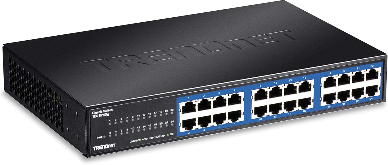 TRENDnet 24-Port Unmanaged Gigabit GREENnet Desktop Metal Switch ...