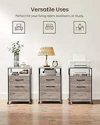 VASAGLE File Cabinet, Mobile Filing Cabinet with