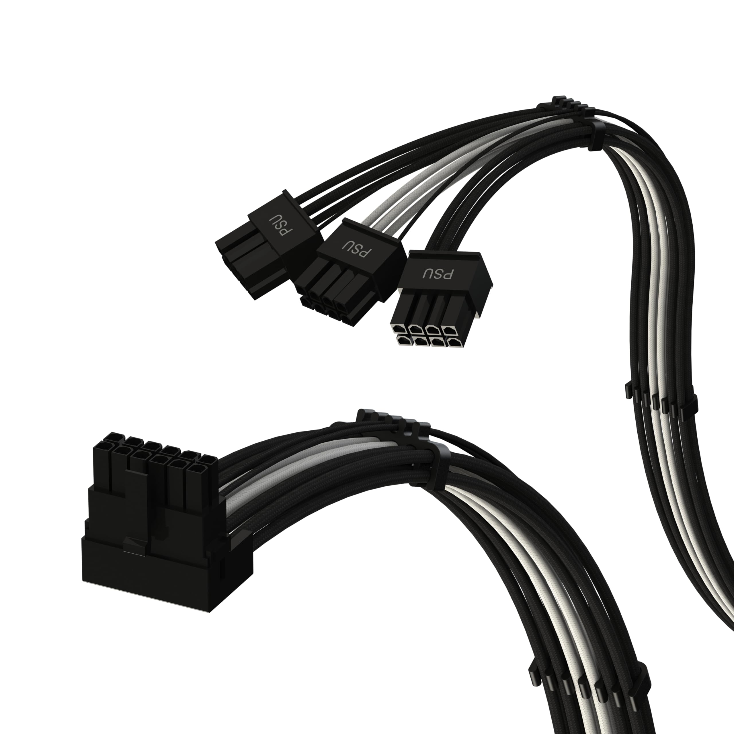 LINKUP - AVA Left Angle PCIE 5.0 16Pin (12+4) to 3x8Pin | 16AWG Sleeved | Compatible with RTX50 RTX40 RTX30 FE | Designed for Corsair/ThermalTake PSUs Only | 70cm