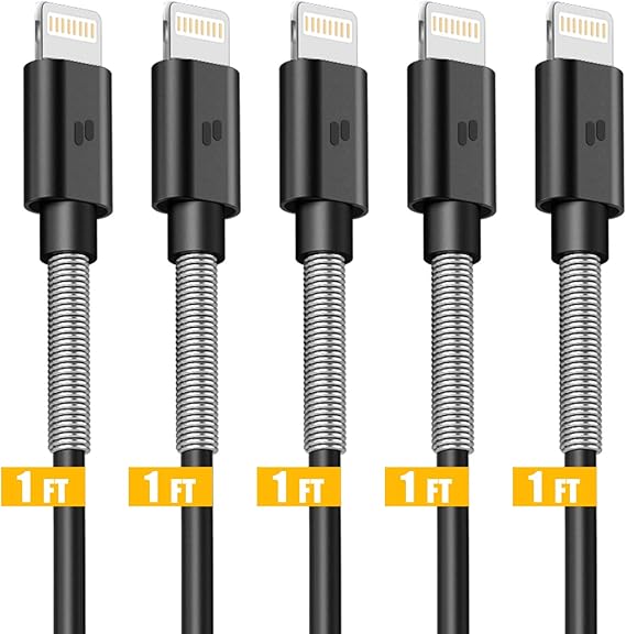 Amazon Com Puridea 1ft Short Iphone Cord Black 5 Pack Short