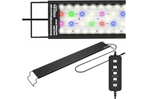 SEVENCONST 24/7 Mode LED Aquarium Light for 45-54 Inch Plant & Fish Tank, IP68 Full Spectrum Light, Sunrise-Daylight-Moonlight, White Red Green Blue Pink LEDs with Extendable Brackets for Freshwater