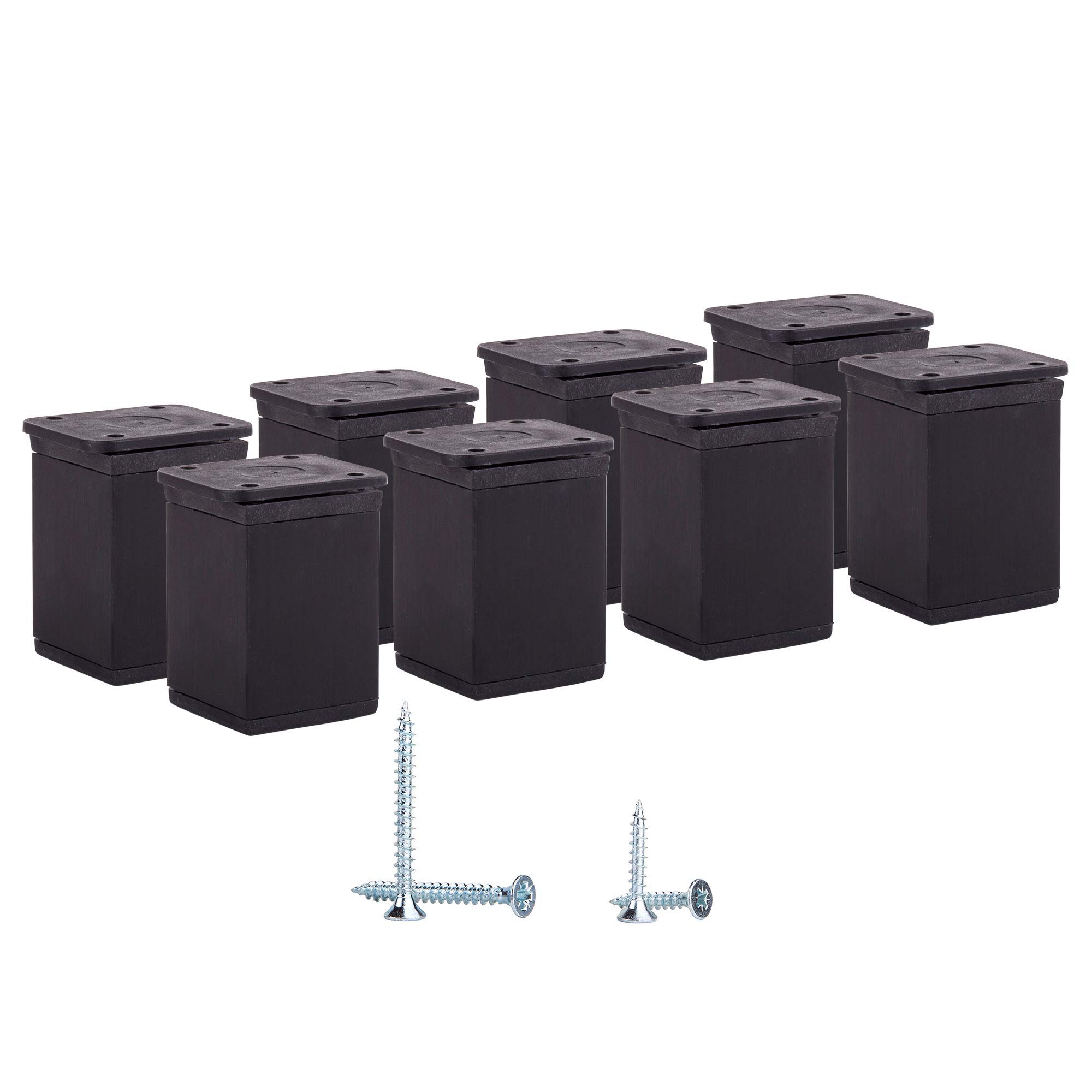 Diforma Set of 8 Modern Furniture Legs, Height Adjustable, Angle Profile 40 x 40 mm, Material: Aluminium, Plastic, Screws Included (8, Black)