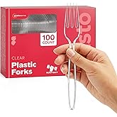 Gusto [100 Pack] Heavy Duty Disposable Clear Forks - Basic Cutlery for Parties, Events, and Everyday Use - Formerly Comfy Pac