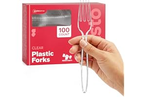 Gusto [100 Pack] Heavy Duty Disposable Clear Forks - Basic Cutlery for Parties, Events, and Everyday Use - Formerly Comfy Pac