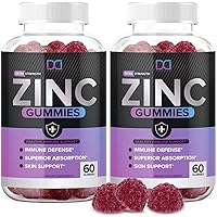 (120 Gummies) Zinc 50mg Supplements Chewable Gummies w Vitamin D3 Echinacea Vitamins for Adults Kids, Zinc Gummy for…
