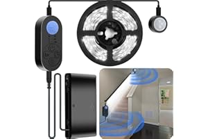 NIVOTA Dual Motion Sensor Light Indoor - 8pcs AA Battery Powered Motion Activated Step Light Strip with Double Motion Sensors, Dimmer, and Timer for Stairway, Bedroom, Corridor