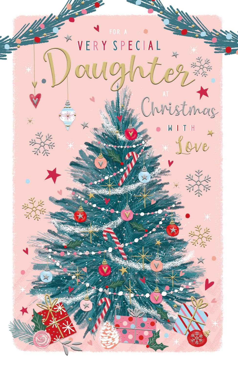 IC&G Very Special Daughter Christmas Card - Gorgeous Christmas Tree with Foil Detail