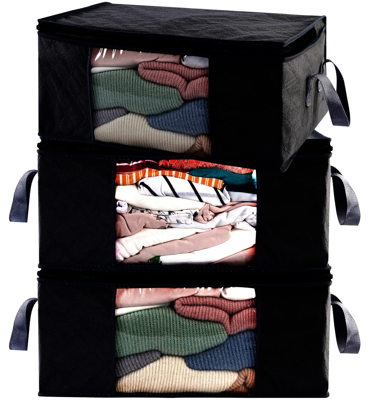 Photo 1 of ABO Gear Storage Bins Storage Bags Closet Organizers Sweater Storage Clothes Storage Containers 3pc Pack Black