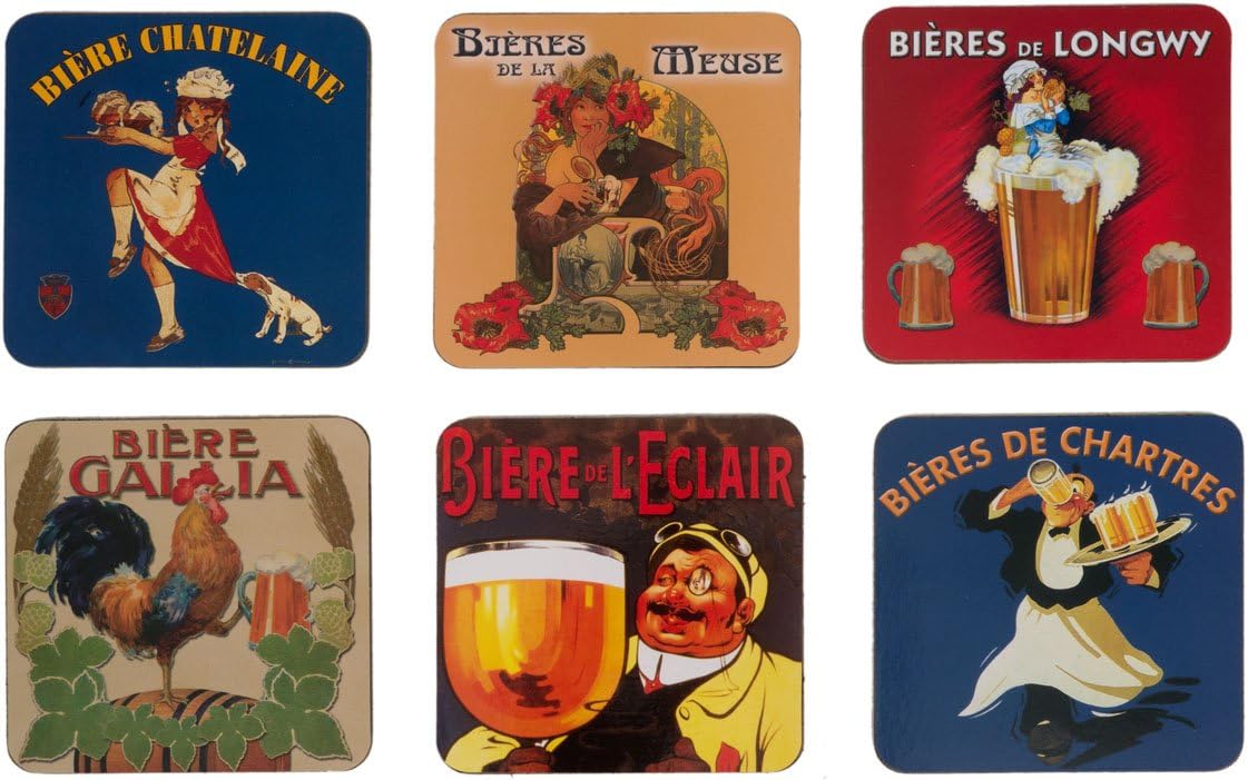 French Classics Set of 6 Coasters bières de France