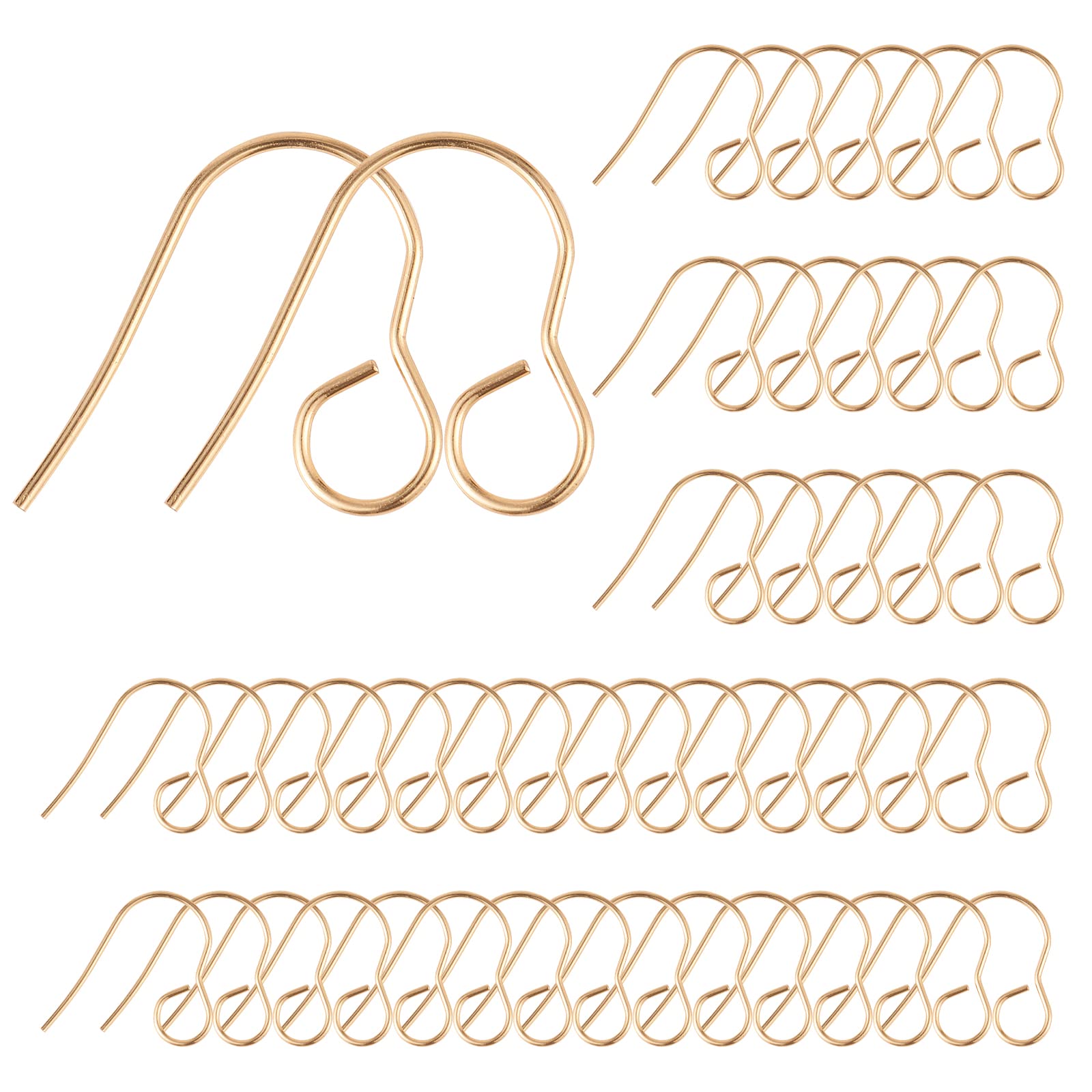 WEWAYSMILE 100pcs Hypoallergenic Ear Hooks, Sterling Gold Earring Hooks, Earring Hook, Earrings Making Supplies Kit for DIY Earring Jewelry Making (Gold)