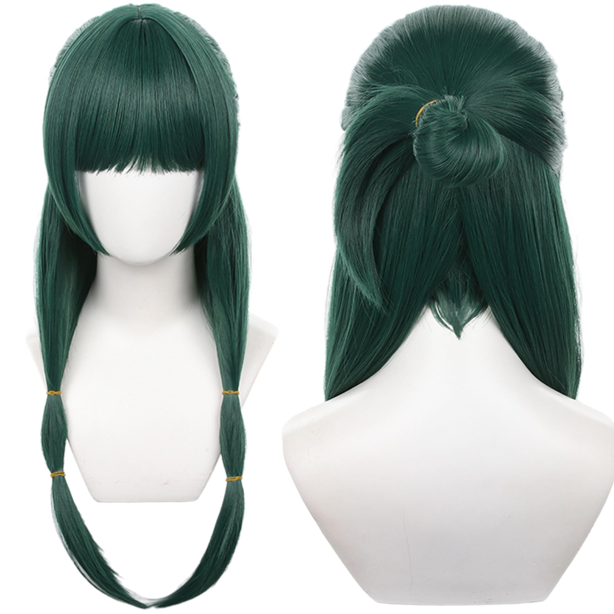 Green Long Straight Braid Updo Cosplay Wig with Heat Resistant Synthetic Fabric Hairs for Women Halloween Anime Comic Con Cos Replacment Wigs โ image 1