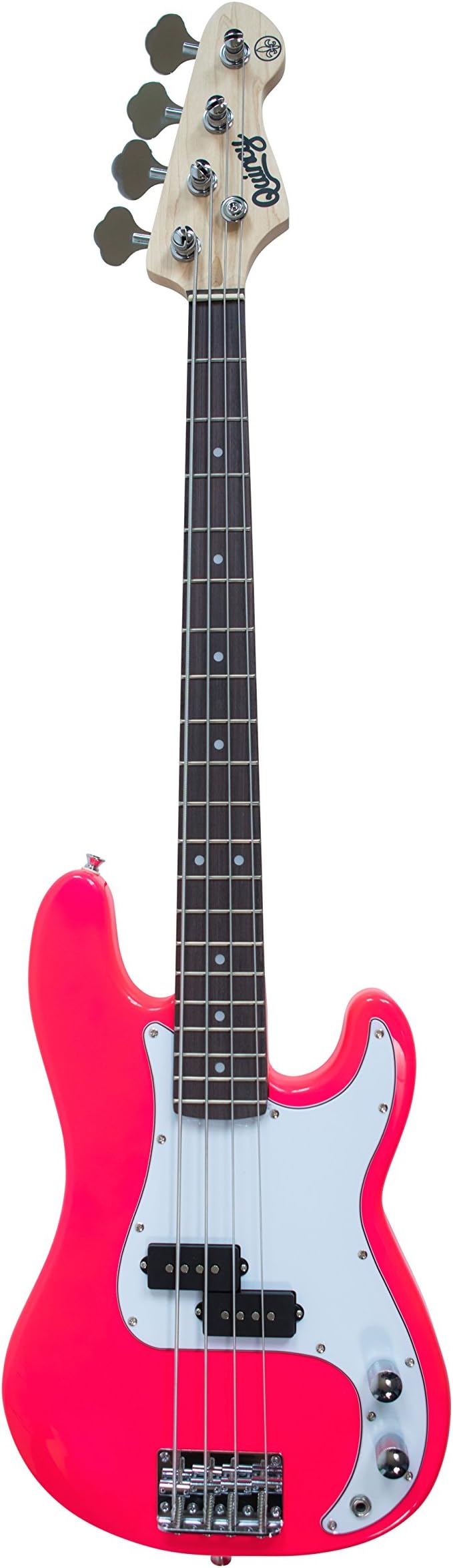 High Quality Electric BASS Guitar 4 Strings 3/4 Kids Junior Mini Size P Bass Type Style Quincy Neon PINK Colour Series UK…
