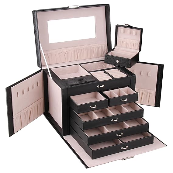 Rowling Lederschmuckbox, für Reisen, mit Schloss ZG245C
