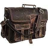 Leather Laptop Messenger Bag Vintage Briefcase Satchel for Men and Women (VINTAGE BROWN) 18 inch