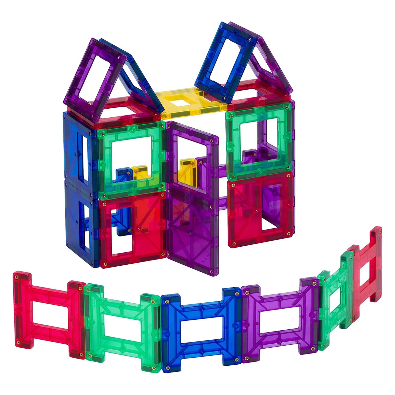 Playmags 24 Piece Set: Now with Stronger Magnets, Sturdy, Super Durable with Vivid Clear Color Tiles.