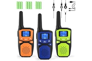 Adult Walkie Talkie WokTok Long Range Rechargeable Portable Two-Way Walkie Talkie, Hiking Accessories, SOS Sirens, NOAA Weather Alarms, Kid's Toys, Easy-to-Use Rechargeable Walkie Talkies,3 Pack