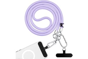 BFSD·DM Cell Phone Lanyard, Universal Crossbody Patch Phone Lanyards,2× Phone Patches,Nylon Phone Lanyards for Around The Neck,Compatible with Most Smartphones, anti theft(Purple,48 inch)