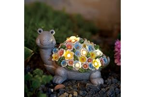 Nacome Solar Turtle Garden Decor with Flowers: Outdoor Clearance Statues Lights for Outside Lawn Ornaments Porch Patio Balcony Yard – Birthday Gifts for Mom Grandma Women