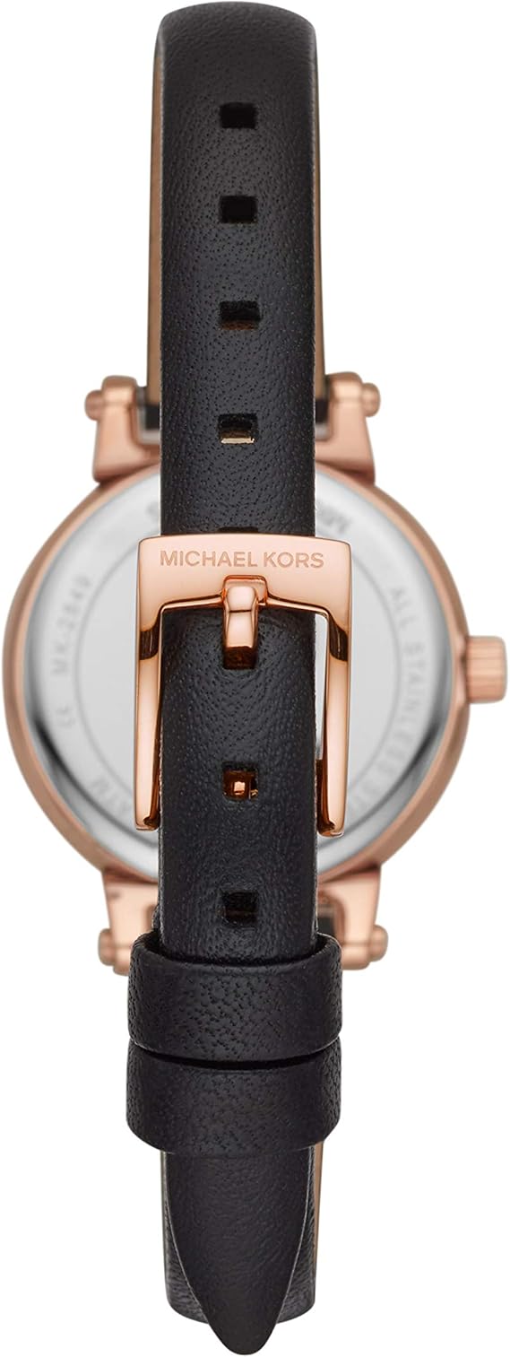 Michael Kors Sofie-Reloj analógico de Cuarzo con Correa de Piel Negra para Mujer MK2849