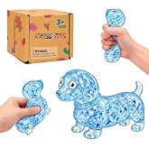 Graphinza 4.33in TPR Dachshund Squeeze Toy, Soft Autism Sensory Relief | Blue finish; CPC compliant with secure linked sections for classroom use, desk breaks, travel, rewards and gifts.