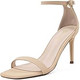 GENSHUO Women's Heeled Sandals Dressy Strappy Stiletto High Heels 3 Inch Square Open Toe Ankle Strap Buckle Sexy Prom Wedding Dress Shoes Ankle Wrap