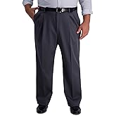 Haggar Men's Iron Free Premium Khaki Classic Fit Pleat Front Expandable Waist Casual Pant(Regular and Big & Tall Sizes)