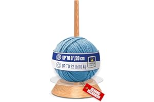 BarvA Yarn Holder 22 Lb Capacity w/ Acrylic Disk for 12 Inch Chunky Yarn Cakes | Smooth Bearing Spinner & Big Rubber Anti Slip Pads | European Wood Crochet Accessories & Pro Tools for Fiber Crafts