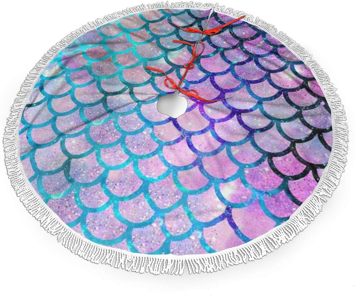 Mermaid Scales with Galaxy Christmas Tree Skirt 48
