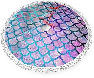 Mermaid Scales with Galaxy Christmas Tree Skirt 48