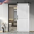 S&Z TOPHAND® 36in x 84in MDF Barn Door with 6.6FT Sliding Door Hardware Kit, 24-60in Solid Barn Door Slab Covered with Water-Proof PVC Surface, Simple Assembly is Required