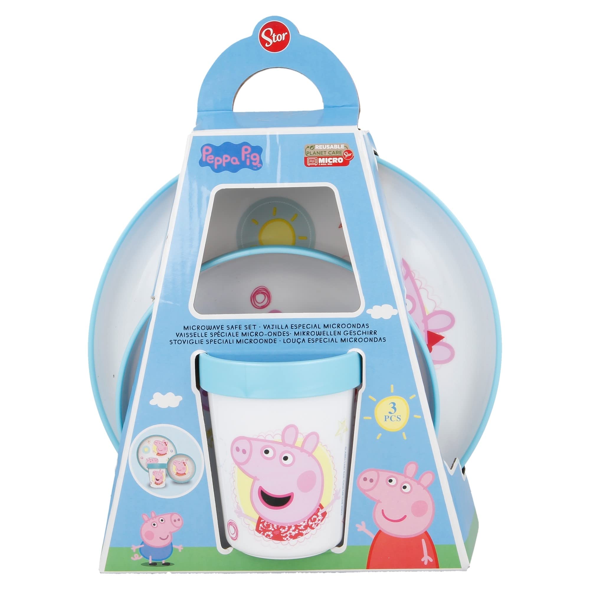 STOR | Peppa Pig Core 3pcs Bicolor Premium Dinner Tableware Set Plate, Bowl & Tumbler, BPA Free