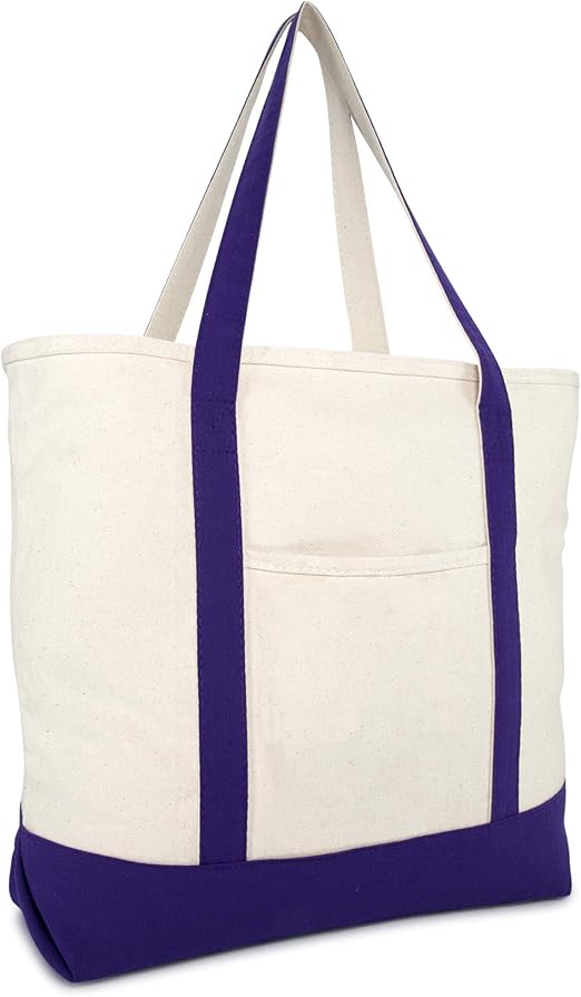 DALIX 22" Extra Large Cotton Canvas Zippered Shopping Tote Bag in Purple Amazon.ca Home & Kitchen