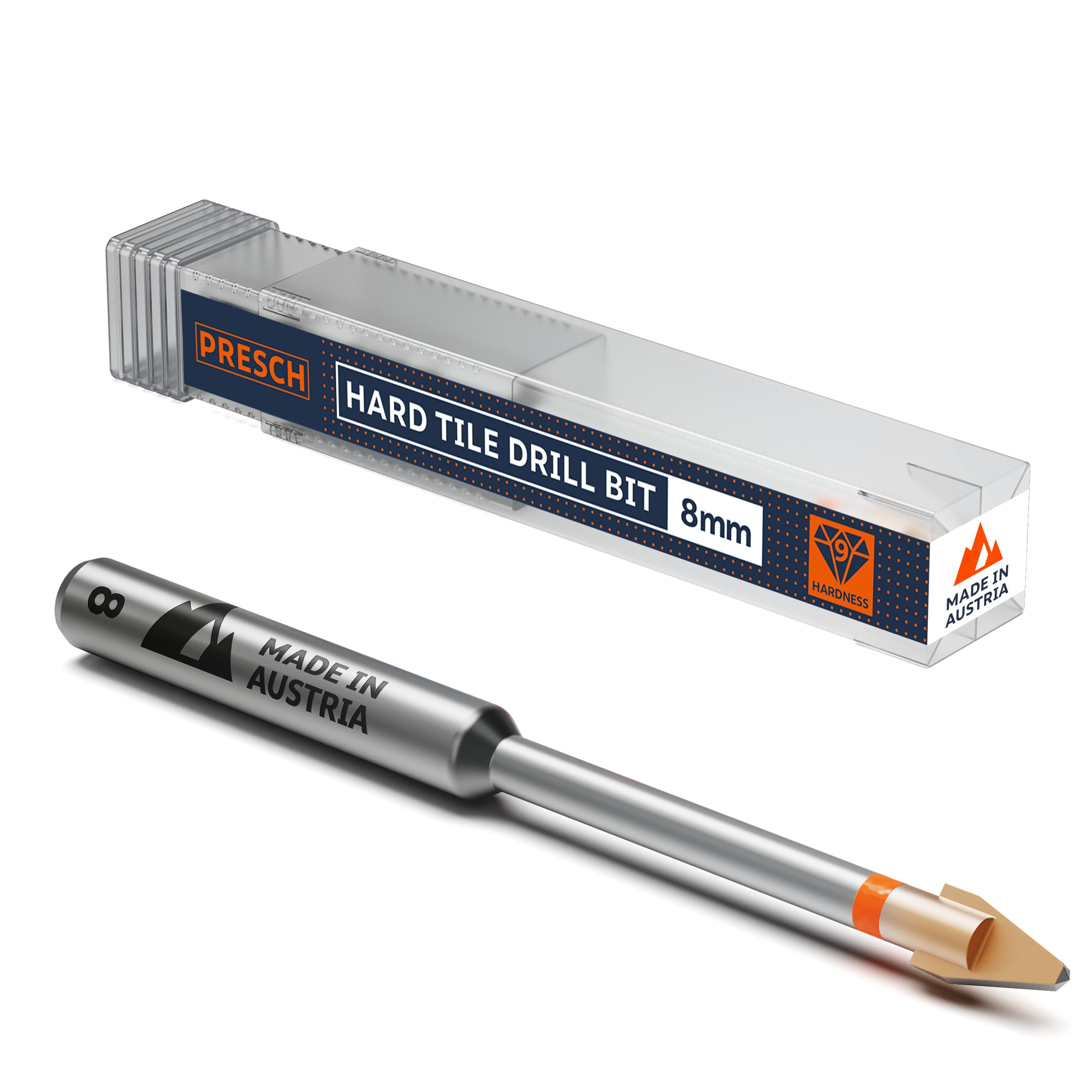 Presch Tile Drill Bit ⌀ 8mm | Drill Bit for Hard Tiles, Ceramic, Glass, and Porcelain | Porcelain Drill Bit, Ceramic Drill Bit included with Box — image 1