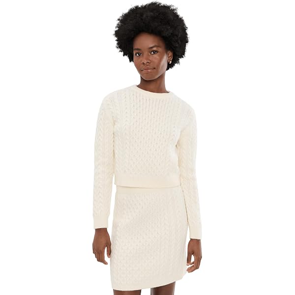 English Factory Women's Cable Knit Pleated Sweater Dress, Ivory Multi, M at  Amazon Women's Clothing store