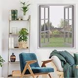 NeatiEase Adjustable Magnetic Window Screen 130x150 cm White Frame Grey Net view 7