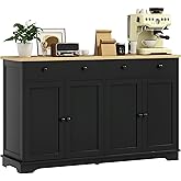 HOMCOM Sideboard Buffet Cabinet with Storage, 55" Kitchen Cabinet with Adjustable Shelves, 2 Drawers and 4 Doors, Coffee Bar 