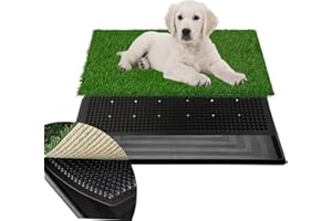 FluffyDream Artificial Grass for Dog Potty – 16 x 20 inch,Strong Absorbency Grass Pad with Tray, Dog Potty Training Pad Litter Box with Grass