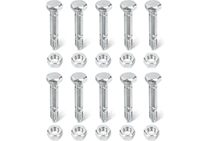 BlueStars 10 Pcs 53200500 Shear Pins and Nuts - for Ariens ST524 ST624 ST724 John Deere 524D 724D 826D 1332DDE - Replaces Ari