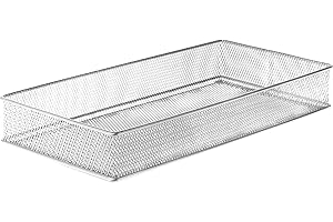 YBM HOME Silver Mesh Drawer Cabinet and or Shelf Organizer Bins, School Supply Holder Office Desktop Organizer Basket 1591s (1, 6x12x2 Inch)