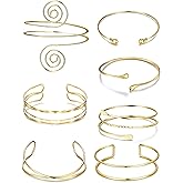 FEYIR 7 Pcs Arm Cuff Jewelry for Women Upper Arm Bracelet Bangle Band Armlet Adjustable Armband Set