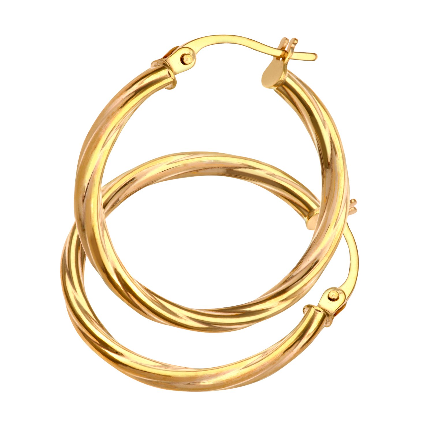 9ct Yellow Gold Earrings – Twisted Hoop Women’s Earrings - by Elegano